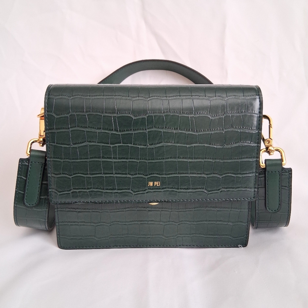 JW PEI Green Croc-Embossed Women's Crossbody Bag